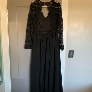 LULUS XL BLACK LACE MAXI DRESS